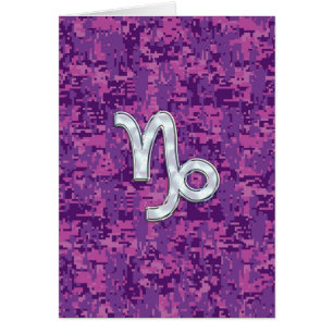Capricorn Zodiac Symbol on Fuchsia Digital Camo