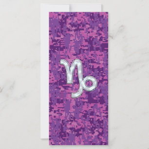 Capricorn Zodiac Symbol on Fuchsia Digital Camo