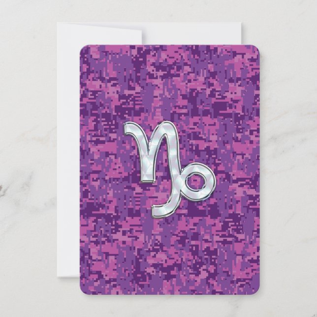 Capricorn Zodiac Symbol on Fuchsia Digital Camo (Front)