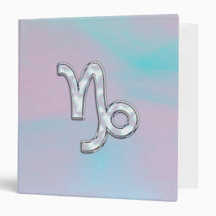 Capricorn Zodiac Symbol on Mother of Pearl Decor Binder