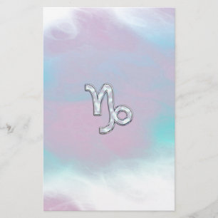 Capricorn Zodiac Symbol on Mother of Pearl Decor Stationery