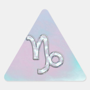 Capricorn Zodiac Symbol on Mother of Pearl Decor Triangle Sticker