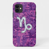 Capricorn Zodiac Symbol on Pink Camouflage