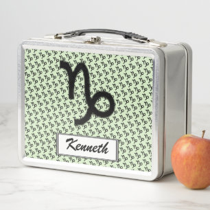 Capricorn Zodiac Symbol Standard by K Yoncich Metal Lunch Box