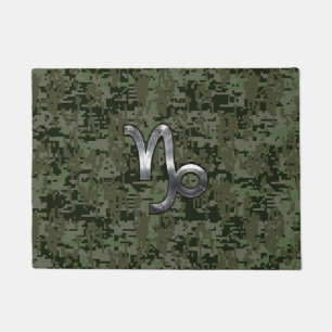 Capricorn Zodiac Symbol Woodland Camouflage Doormat