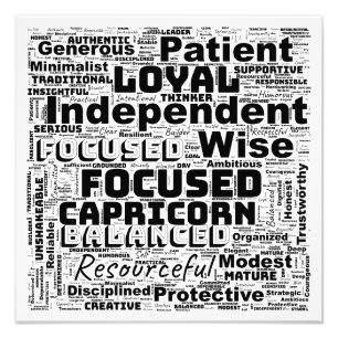 Capricorn Zodiac Word Cloud Inspiration Photo Print