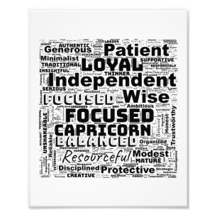 Capricorn Zodiac Word Cloud Inspiration  Photo Print