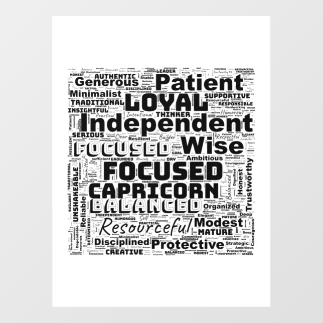 Capricorn Zodiac Word Cloud Inspiraton Wall Decal (Sheet)