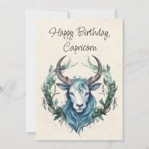 Capricorne Chèvre Zodiac Aquarelle Carte d'anniver