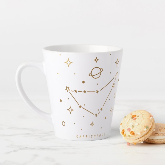 Capricorne Gold Abstrait Constellation de café Mug (En situation)