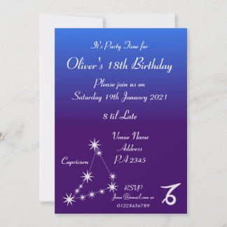 Capricorne Personnalisé Zodiac Party Invitation