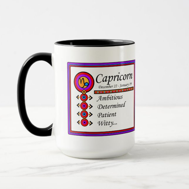 Capricorne Personnalité Traits Designer Mug (Gauche)