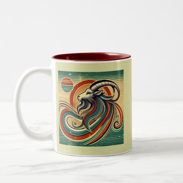 Capricorne Zodiac Café Mug Retro Style (Gauche)