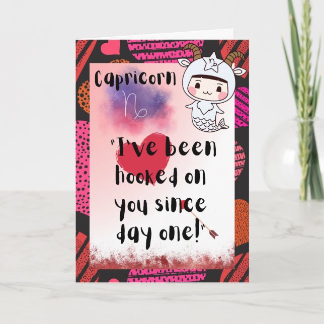 Capricorne Zodiac Valentines Carte personnalisée (Devant)
