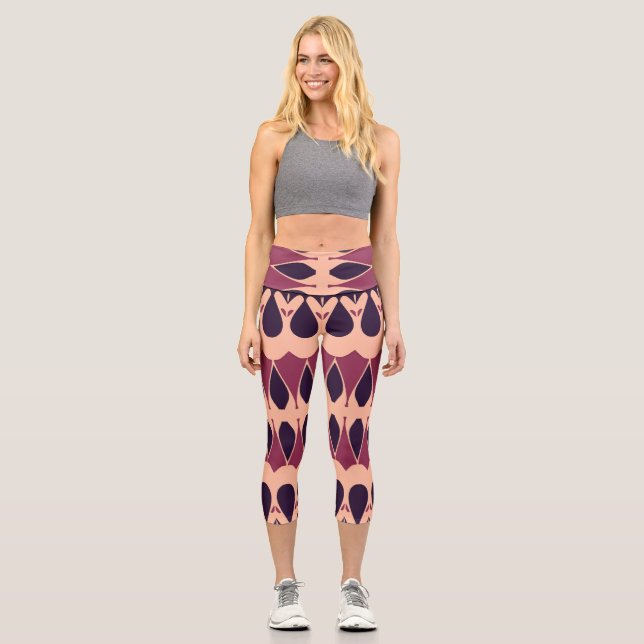 Capris, A multicolor trendy fabric pattern design Capri Leggings (Front)