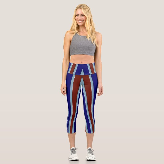 Capris, A multicolor trendy fabric pattern design Capri Leggings (Front)