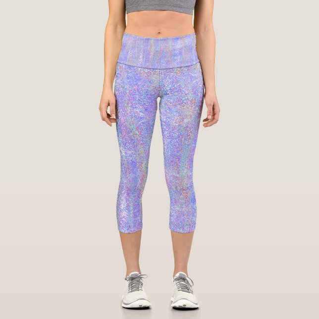 Capris in a Small Dotted Purple Pattern (Front)