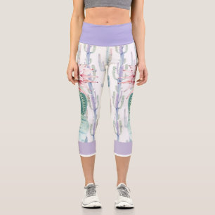 Capris Leggings dans un Cactus design sur blanc