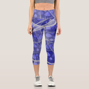 Capris Leggings en Netting Faux Bleu Foncé