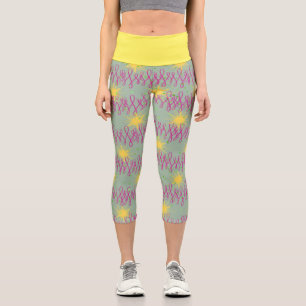 Capris Yellow and Green with Stars & Swirls