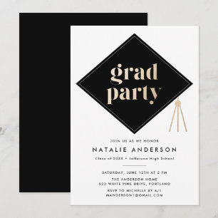 Caps Off Graduation Cap Graduation Party Invitation