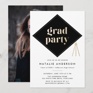 Caps Off Photo Graduation Party Invitation