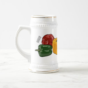 Capsicum cartoon illustration beer stein