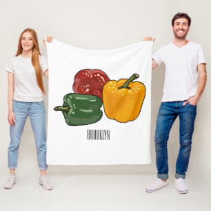 Capsicum cartoon illustration fleece blanket
