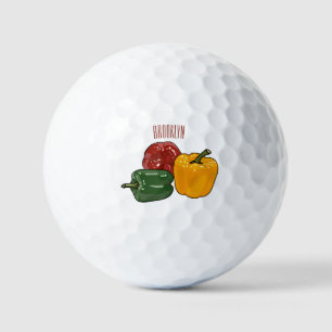 Capsicum cartoon illustration golf balls