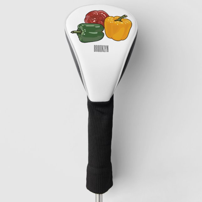 Capsicum cartoon illustration golf head cover (Front)