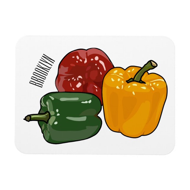 Capsicum cartoon illustration magnet (Horizontal)