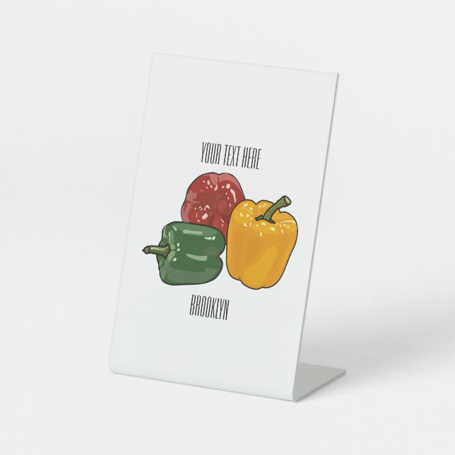 Capsicum cartoon illustration pedestal sign (Front)