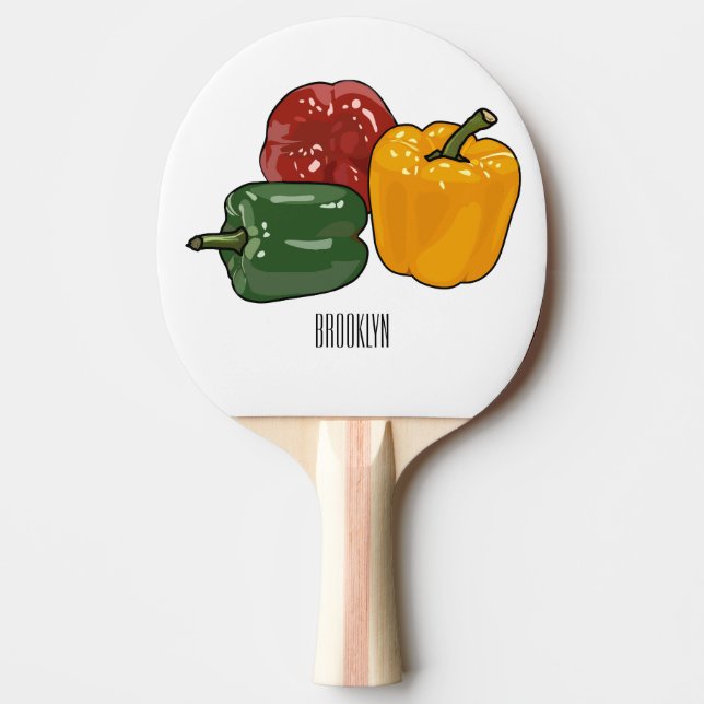 Capsicum cartoon illustration ping pong paddle (Front)