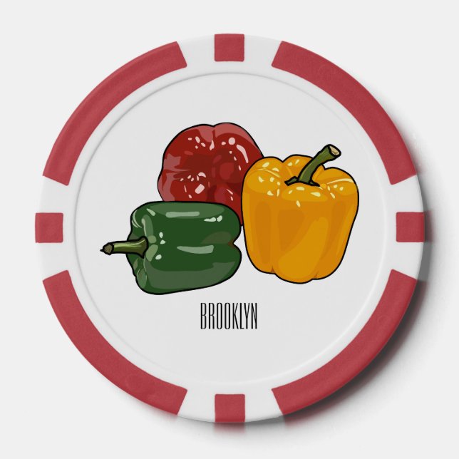 Capsicum cartoon illustration poker chips (Front)