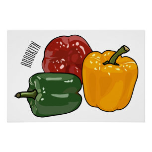 Capsicum cartoon illustration poster