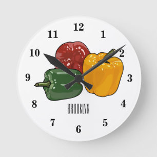 Capsicum cartoon illustration round clock