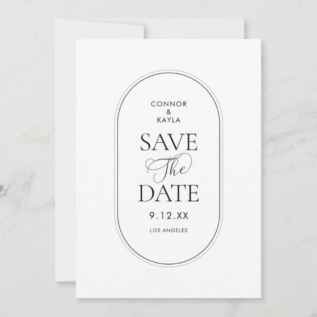 Capsule Outline Minimalist Elegant Save the Date Invitation (Front)