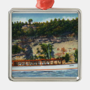 Capt. Palmers Lake Ride Stroller IV Boat Scene Metal Ornament