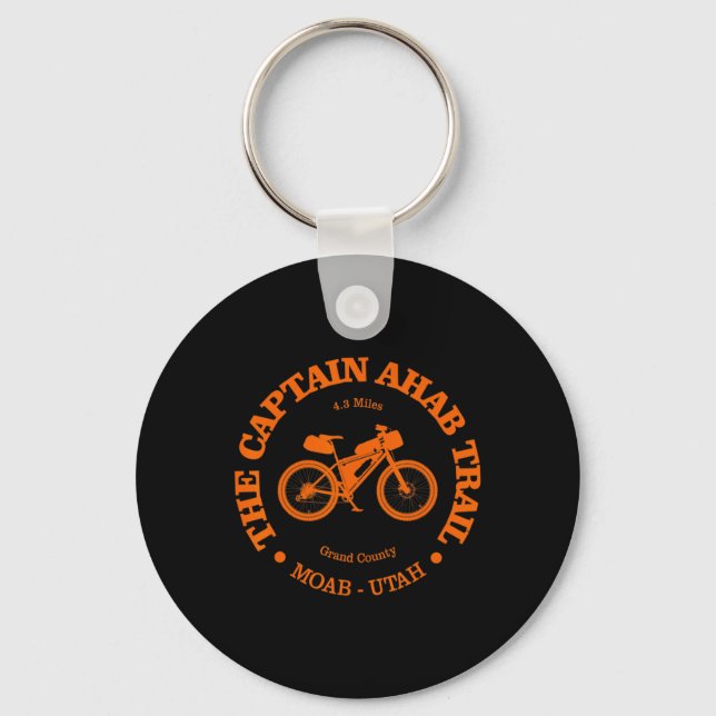 Captain Ahab Trail Funny Moab Utah Mountain Biking Keychain (Front)
