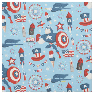 Captain America 4th of July Collage Fabric