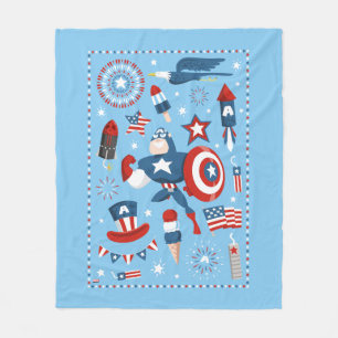 Captain America 4th of July Collage Fleece Blanket