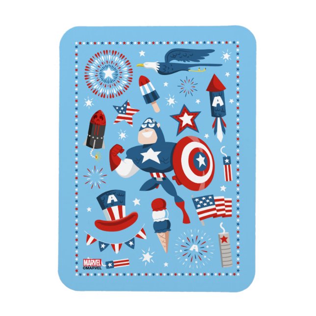 Captain America 4th of July Collage Magnet (Vertical)