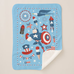 Captain America 4th of July Collage Sherpa Blanket