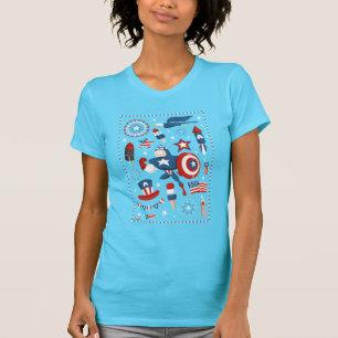 Captain America 4th of July Collage T-Shirt