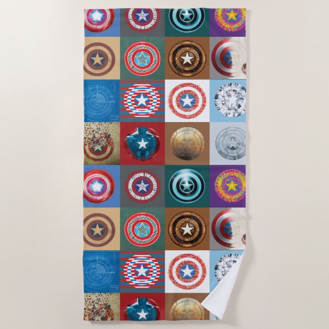 Captain America 75th Anniversary Shield Patchwork Beach Towel (Front)