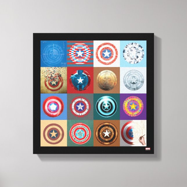 Captain America 75th Anniversary Shield Patchwork Canvas Print (Front)