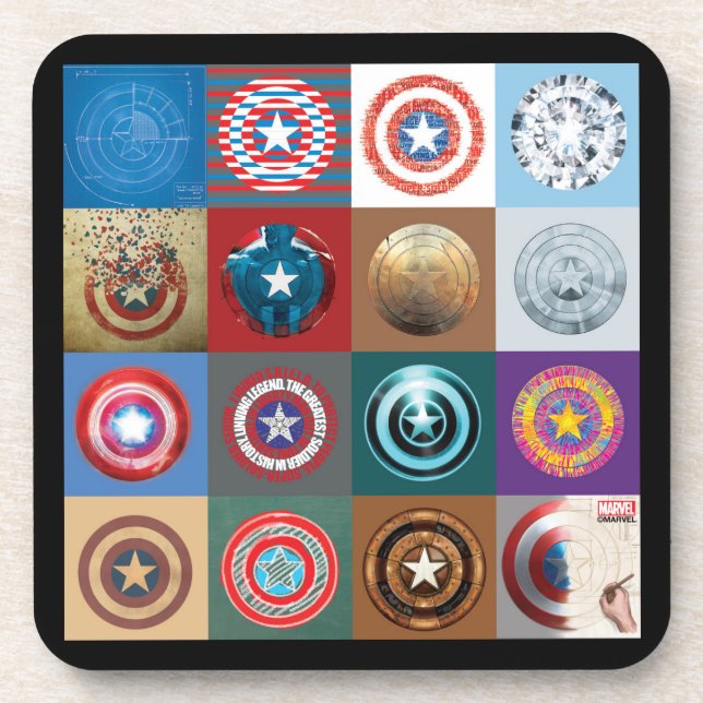 Captain America 75th Anniversary Shield Patchwork Coaster (Front)