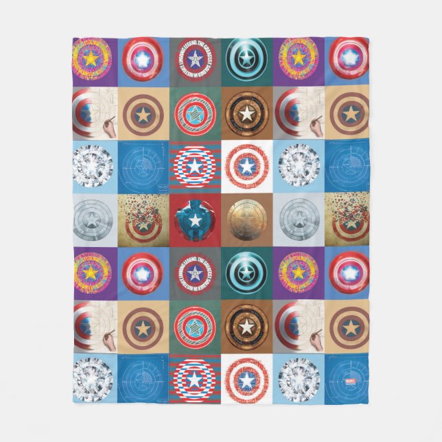 Captain America 75th Anniversary Shield Patchwork Fleece Blanket (Front)