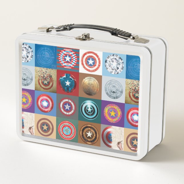 Captain America 75th Anniversary Shield Patchwork Metal Lunch Box (Front)