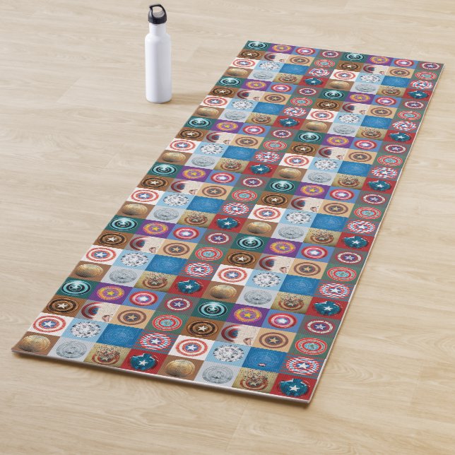 Captain America 75th Anniversary Shield Patchwork Yoga Mat (In Situ)